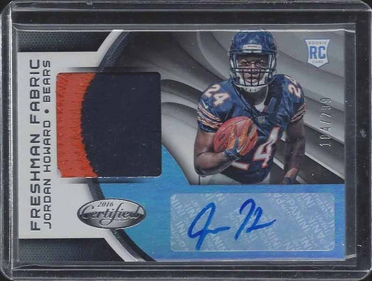 JORDAN HOWARD 2016 CERTIFIED FRESHMAN FABRIC 3 CLR BEARS PATCH AUTO RC #D 26/299