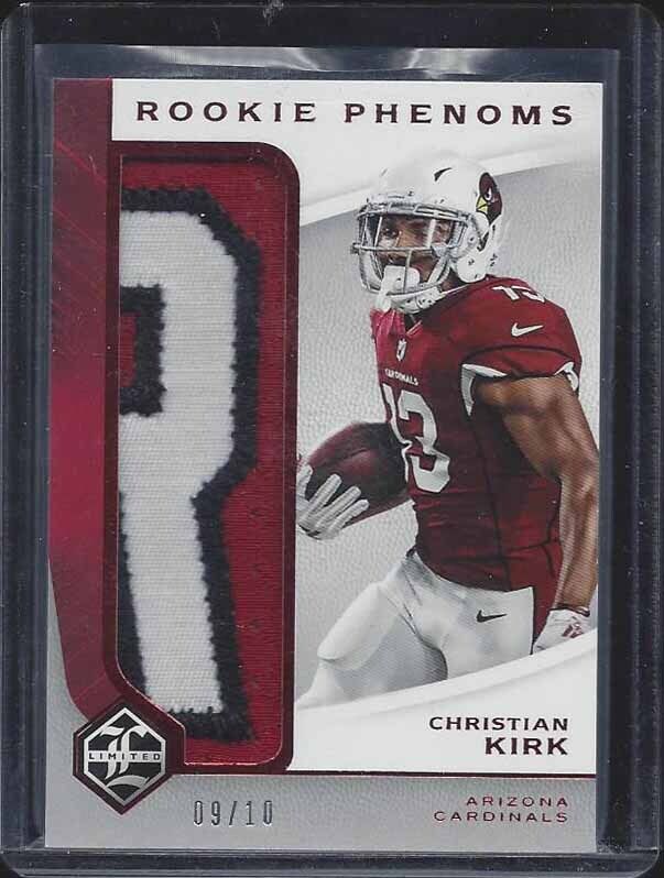 CHRISTIAN KIRK 2018 LIMITED PHENOMS RED JUMBO "R" LETTER PATCH RC #D 9/10