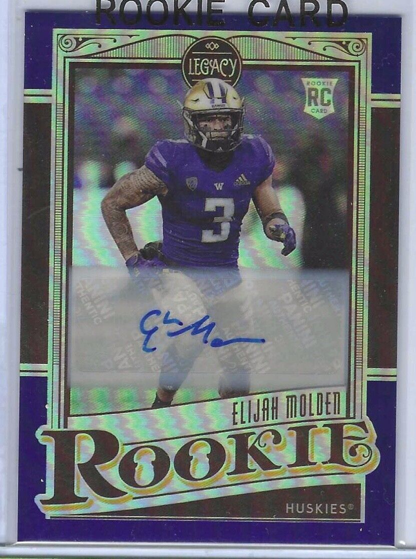 ELIJAH MOLDEN 2021 PANINI LEGACY BLUE PRIZM ROOKIE AUTO RC #D /35