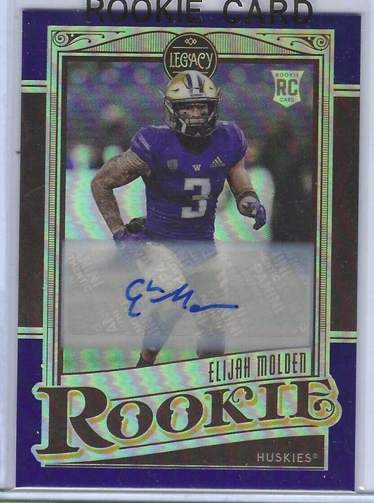 ELIJAH MOLDEN 2021 PANINI LEGACY BLUE PRIZM ROOKIE AUTO RC #D /35