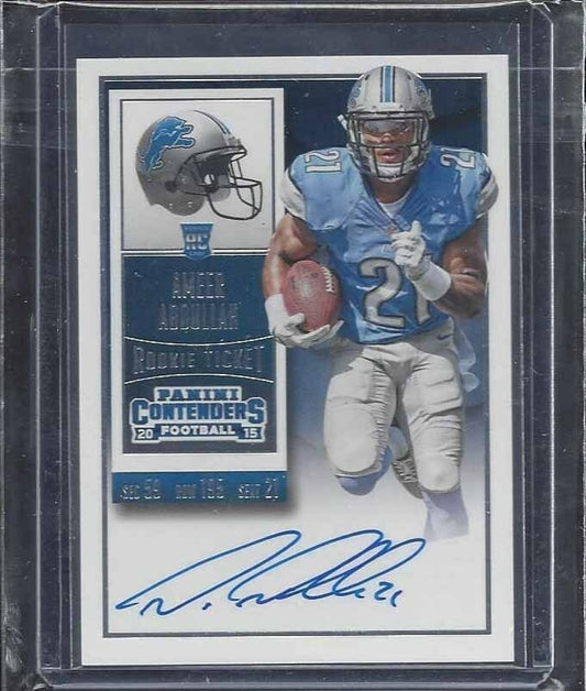 AMEER ABDULLAH 2015 CONTENDERS LIONS SP ROOKIE TICKET ON CARD AUTO RC #202