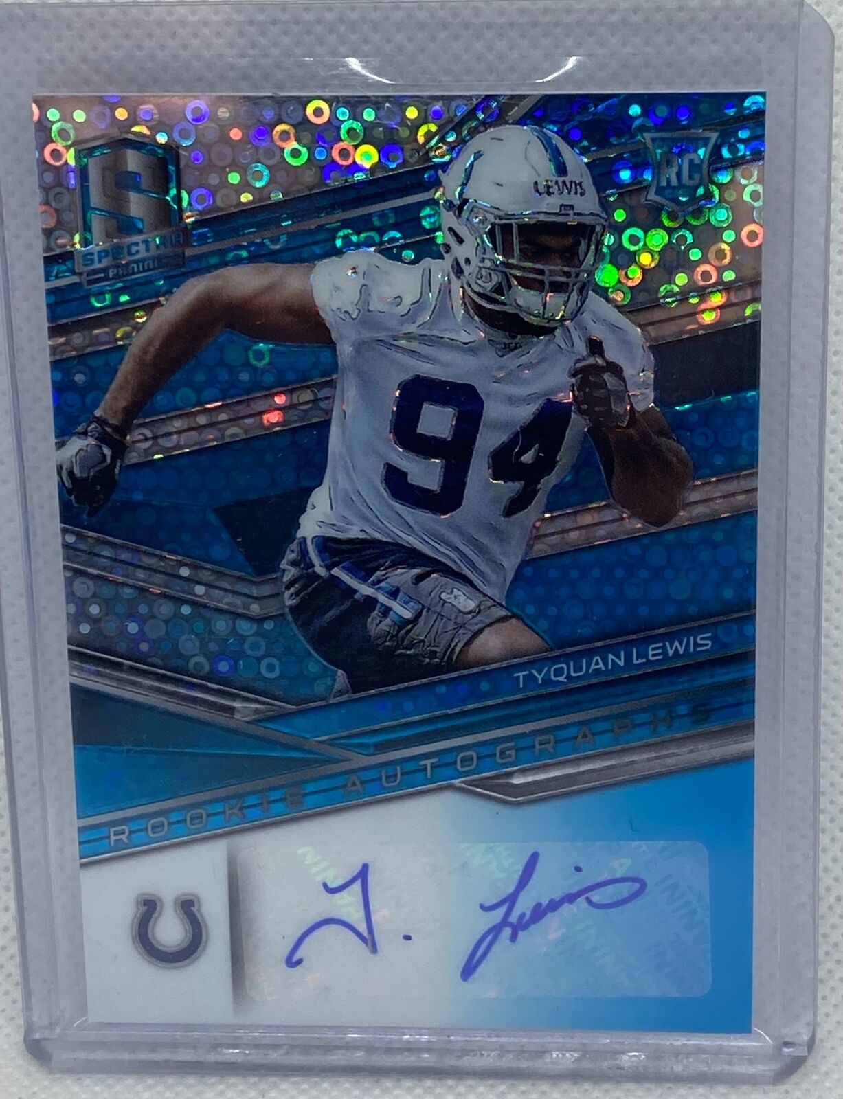 TYQUAN LEWIS 2018 PANINI SPECTRA BLUE PRIZM AUTO RC #D 117/149