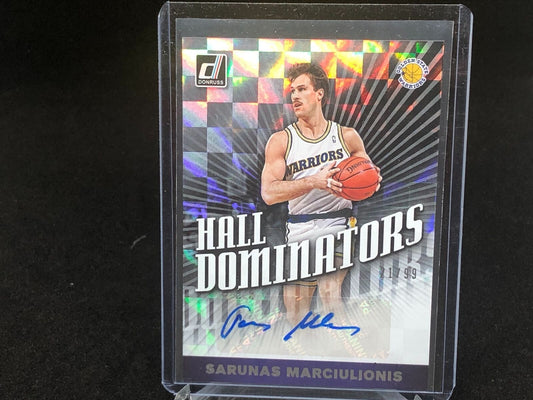 SARUNAS MARCIULIONIS 2019-20 PANINI DONRUSS HALL DOMINATORS AUTO #D 21/99