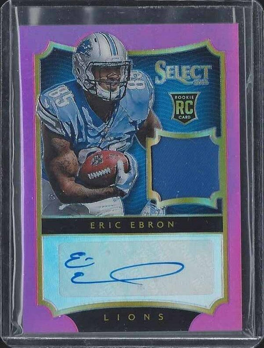 ERIC EBRON 2014 SELECT PINK PRIZM REFRACTOR LIONS ROOKIE JERSEY AUTO RC #D 34/35