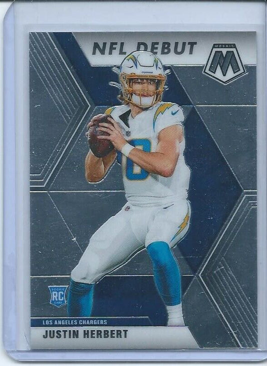 JUSTIN HERBERT 2020 PANINI MOSAIC NFL DEBUT TRUE ROOKIE RC #263