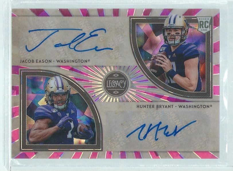 JACOB EASON HUNTER BRYANT 2020 PANINI LEGACY DUAL AUTO PINK CRYSTALS RC #D 1/5