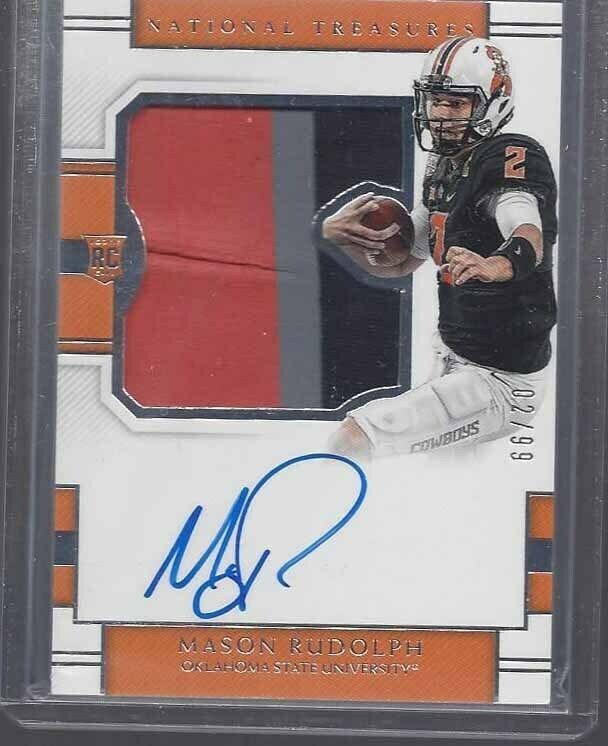1/1 MASON RUDOLPH 2018 NATIONAL TREASURES RPA PATCH AUTO RC #D 2/99 JERSEY #2 !!