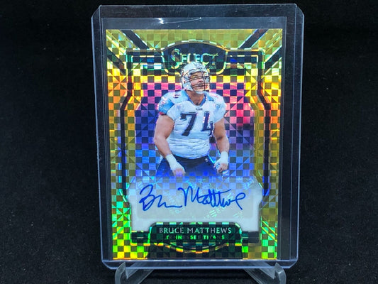 BRUCE MATTHEWS 2019 PANINI SELECT GOLD PRIZM AUTO #D 8/10