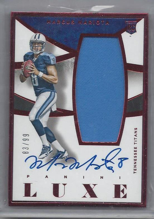 MARCUS MARIOTA 2015 PANINI LUXE RED FRAME JUMBO JERSEY ON CARD AUTO RC #D 93/99