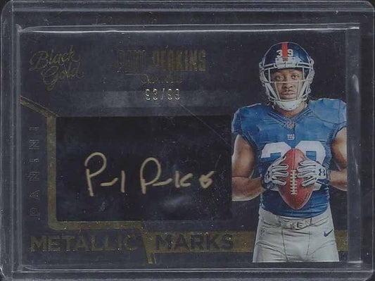 PAUL PERKINS 2016 PANINI BLACK GOLD METALLIC MARKS ON CARD AUTO RC #D 93/99