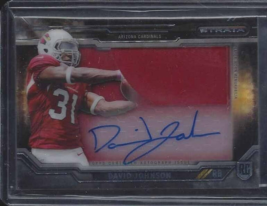 DAVID JOHNSON 2015 TOPPS STRATA CLEAR CUT JUMBO JERSEY ON CARD AUTO RC
