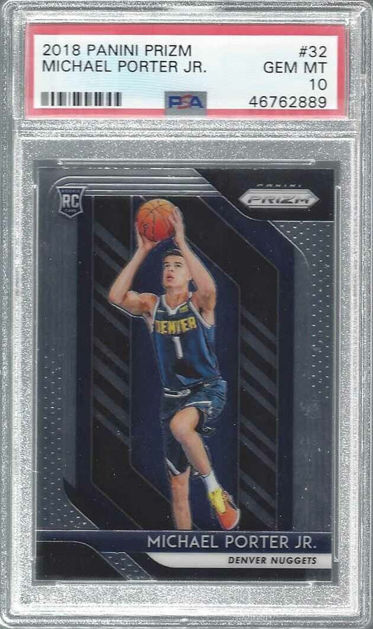 MICHAEL PORTER JR 2018-19 PANINI PRIZM TRUE ROOKIE RC #32 PSA 10 GEM MINT