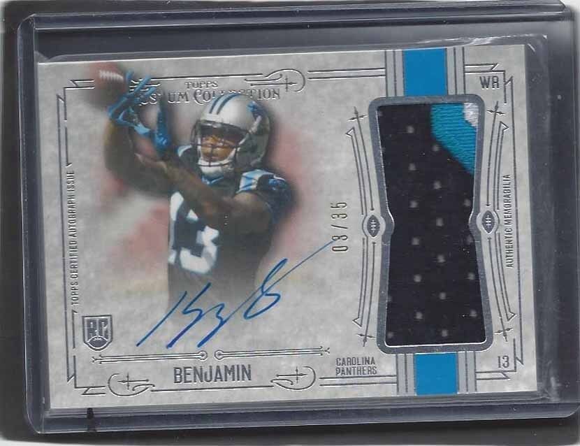 KELVIN BENJAMIN 2014 TOPPS MUSEUM COLLECTION RPA 3 COLOR PATCH AUTO RC #D 3/35