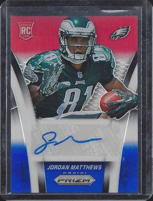 JORDAN MATTHEWS 2014 PANINI PRIZM RED WHITE BLUE PRIZMS REFRACTOR AUTO RC /100