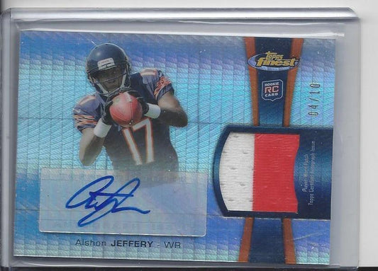ALSHON JEFFERY 2012 TOPPS FINEST PULSAR REFRACTOR 2 COLOR PATCH AUTO RC #D 4/10