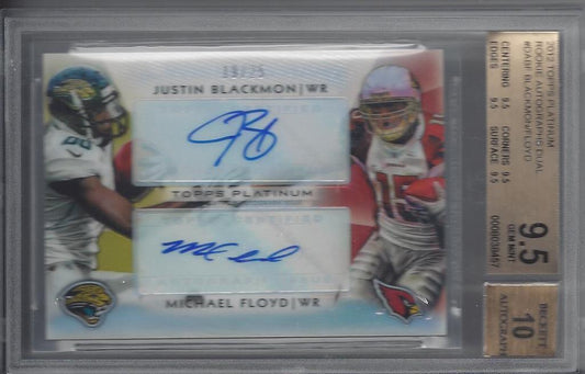 JUSTIN BLACKMON MICHAEL FLOYD 2012 PLATINUM DUAL REFRACTOR AUTO RC /25 BGS 9.5