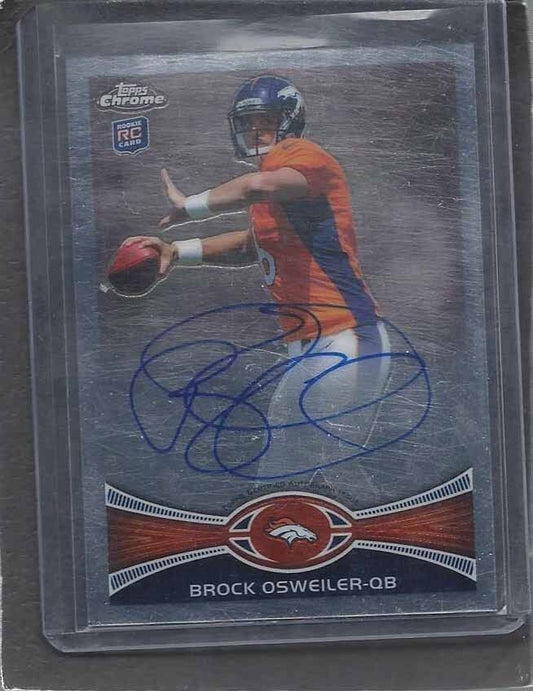 BROCK OSWEILER 2012 TOPPS CHROME BRONCOS ON CARD ROOKIE AUTO RC #210
