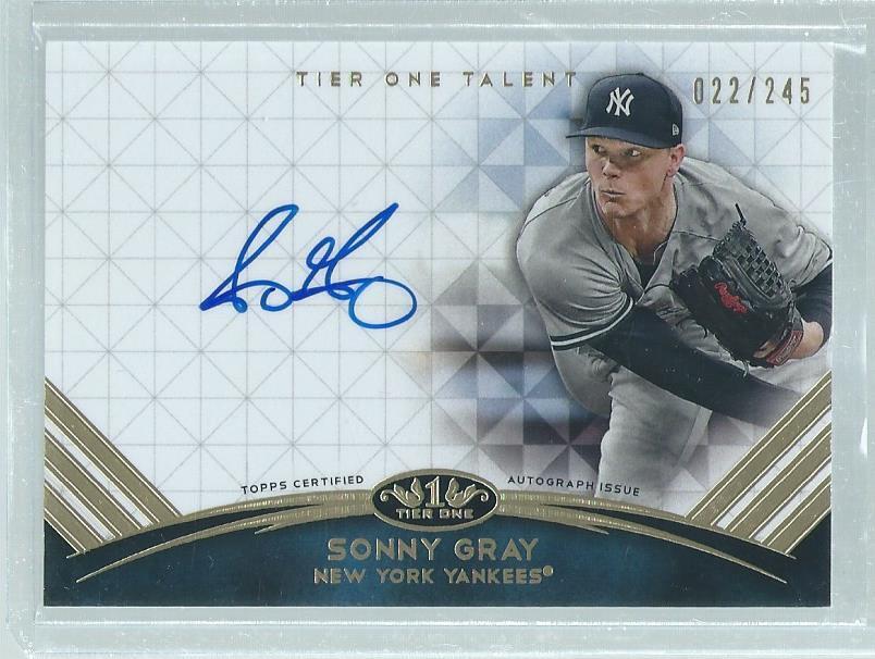 SONNY GRAY 2018 TOPPS TIER ONE ON CARD AUTO #D 22/245