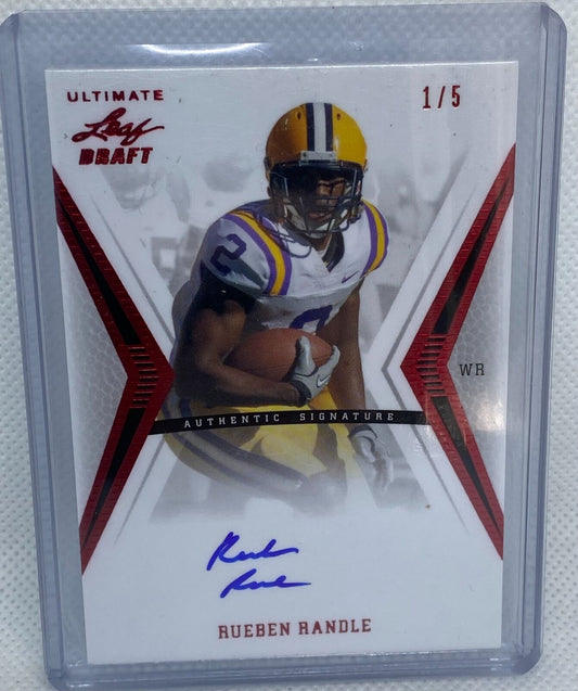 RUEBEN HANDLE 2012 LEAF ULTIMATE DRAFT RED ON CARD AUTO RC #D 1/5