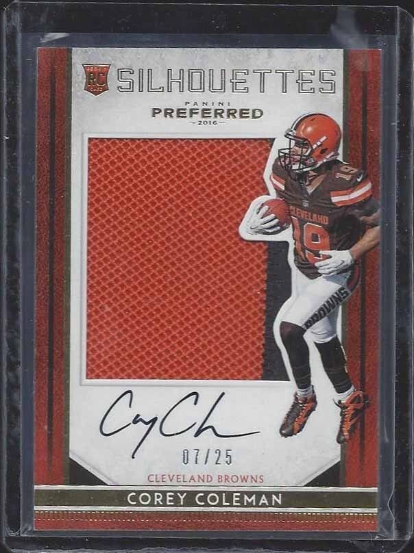 COREY COLEMAN 2016 CROWN PREFERRED SILHOUETTE GOLD JUMBO PATCH AUTO RC #D 7/25