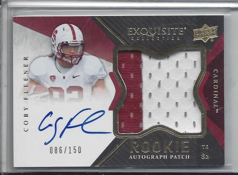 COBY FLEENER 2012 UD EXQUISITE RPA 2 COLOR JUMBO STANFORD PATCH AUTO RC #D /150