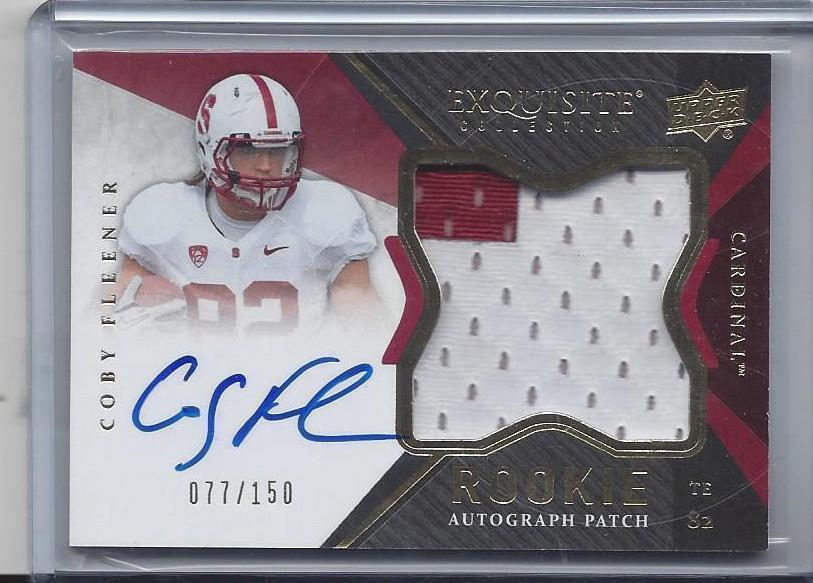 COBY FLEENER 2012 UD EXQUISITE RPA 2 COLOR JUMBO STANFORD PATCH AUTO RC #D /150