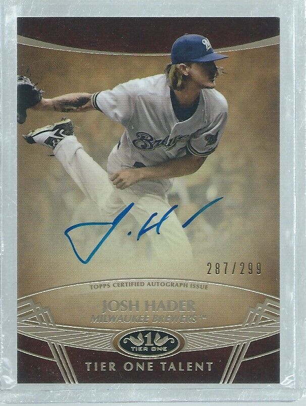 JOSH HADER 2019 TOPPS TIER ONE ON CARD AUTO #D 287/299