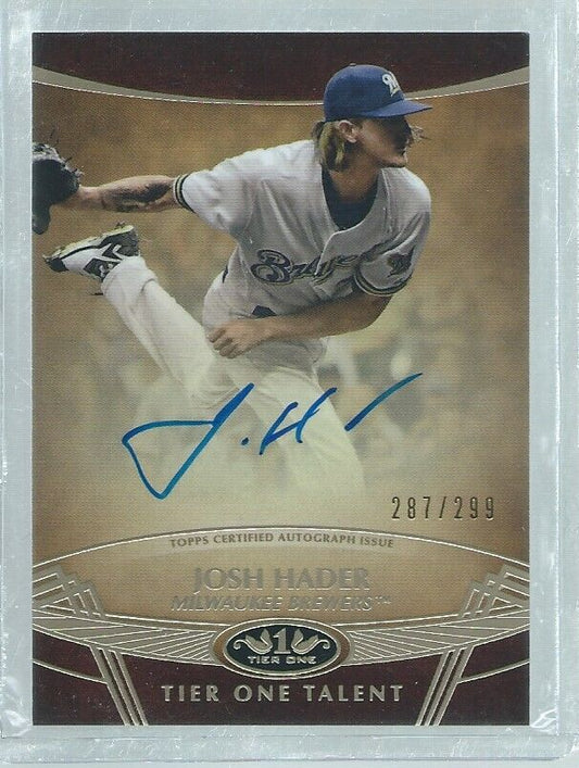 JOSH HADER 2019 TOPPS TIER ONE ON CARD AUTO #D 287/299