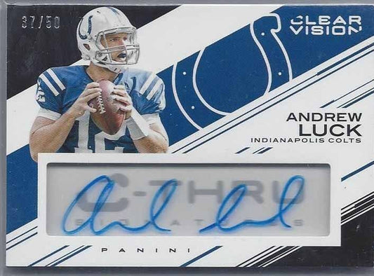 ANDREW LUCK 2015 PANINI CLEAR VISION COLTS ON CARD AUTO #D 37/50