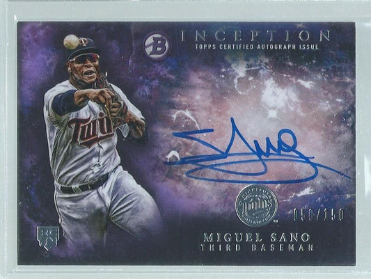 MIGUEL SANO 2016 BOWMAN INCEPTION ON CARD AUTO PURPLE ROOKIE RC #D 58/150