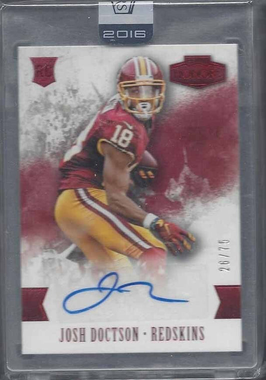 JOSH DOCTSON 2016 PANINI HONORS RED REDSKINS ROOKIE AUTO RC #D 26/75