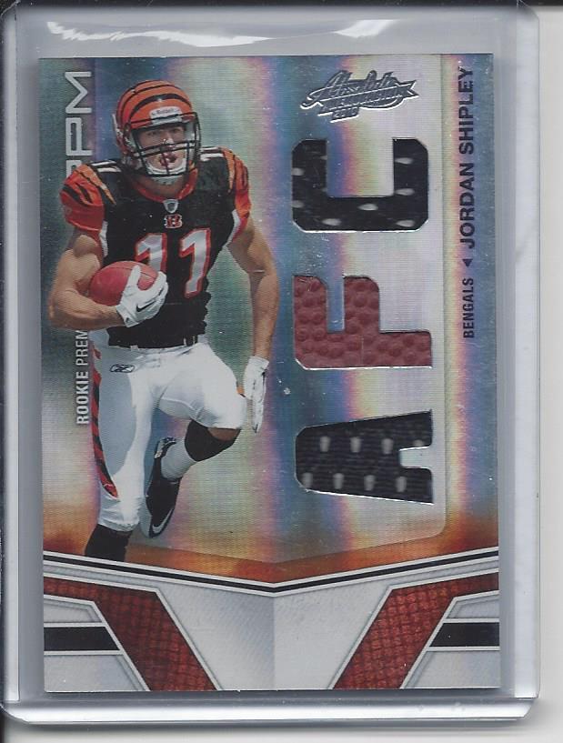1/1 JORDAN SHIPLEY 2010 ABSOLUTE RPM TRIPLE JERSEY BALL RC #D 11/99 JERSEY #11!