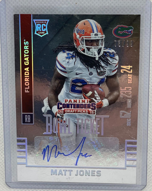 MATT JONES 2018 CONTENDERS DRAFT PICKS COLLEGE BOWL TICKET AUTO RC #D 73/99
