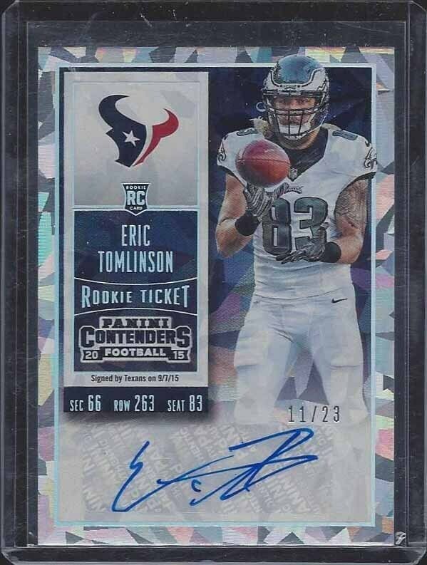 ERIC TOMLINSON 2015 CONTENDERS CRACKED ICE ROOKIE TICKET AUTO RC #D 11/23