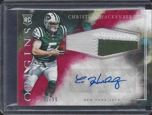 CHRISTIAN HACKENBERG 2016 PANINI ORIGINS RED RPA ROOKIE PATCH AUTO RC #D /99