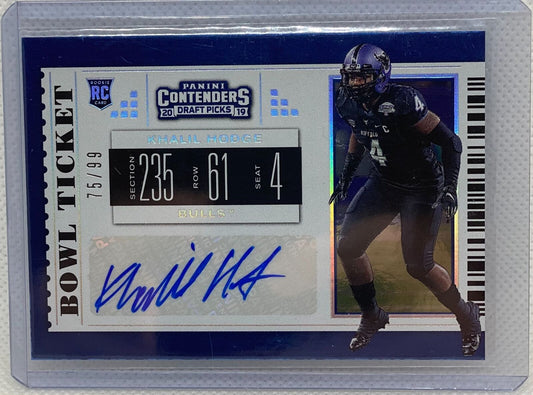 KHALIL HODGE 2019 PANINI CONTENDERS DRAFT PICKS BOWL TICKET AUTO RC #D 75/99