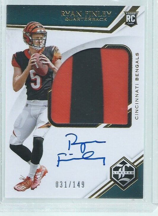 RYAN FINLEY 2019 PANINI LIMITED 2 COLOR JUMBO PATCH ON CARD AUTO RC #D 31/149