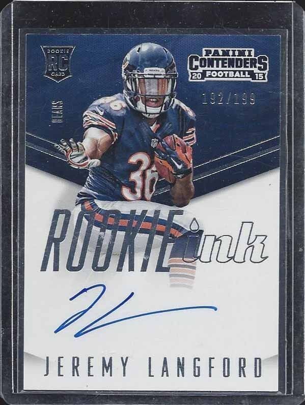 JEREMY LANGFORD 2015 CONTENDERS ROOKIE INK BEARS ON CARD ROOKIE AUTO RC #D /199