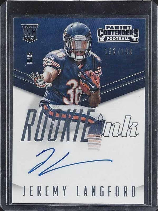 JEREMY LANGFORD 2015 CONTENDERS ROOKIE INK BEARS ON CARD ROOKIE AUTO RC #D /199