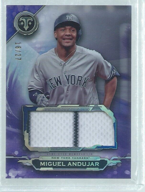 MIGUEL ANDUJAR 2019 TOPPS TRIPLE THREADS 2 COLOR PATCH PURPLE #D 16/27