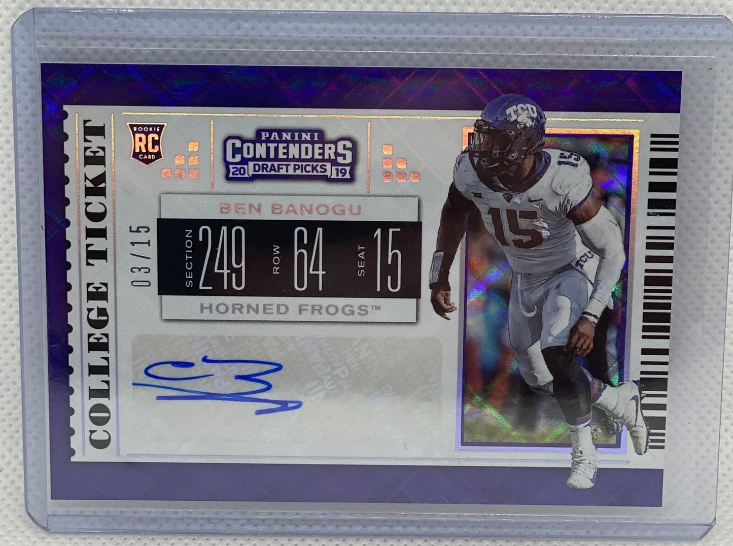 BEN BANOGU 2019 PANINI DRAFT PICKS COLLEGE TICKET DIAMOND AUTO RC #D 03/15