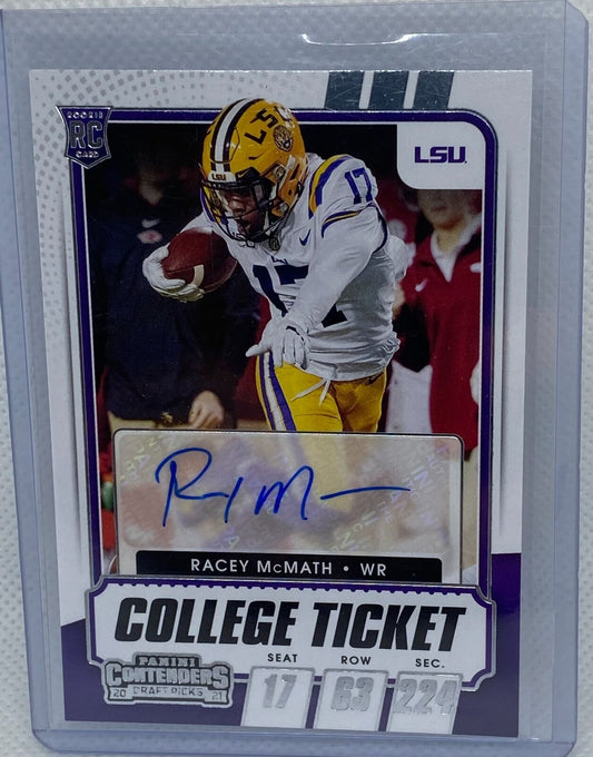 RACEY MCMATH 2021 PANINI CONTENDERS DP COLLEGE TICKET AUTO RC #143