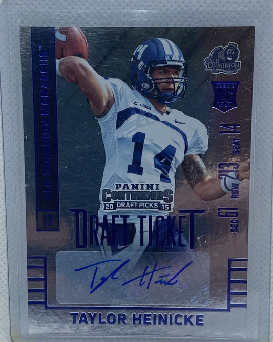 TAYLOR HEINICKE 2015 PANINI CONTENDERS DP DRAFT TICKET AUTO RC #157