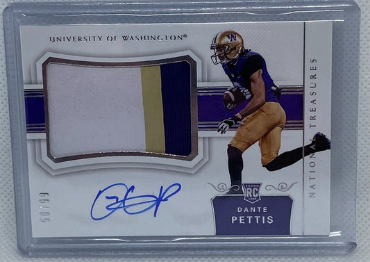 DANTE PETTIS 2018 PANINI NATIONAL TREASURES COLLEGIATE PATCH AUTO RC #D 58/99