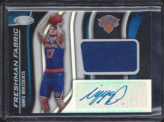 IGNAS BRAZDEIKIS 2019-20 CERTIFIED FRESHMAN FABRIC ROOKIE JERSEY AUTO RC