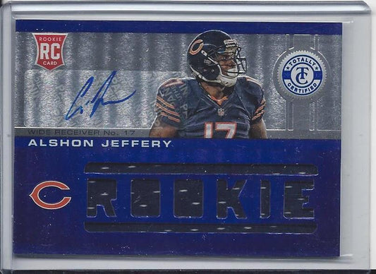 ALSHON JEFFERY 2012 TOTALLY CERTIFIED BLUE JUMBO BEARS ROOKIE JERSEY AUTO RC /99