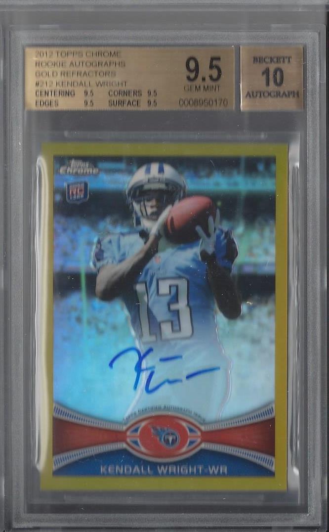 KENDALL WRIGHT 2012 TOPPS CHROME GOLD REFRACTOR ON CARD AUTO RC /10 BGS 9.5 POP1