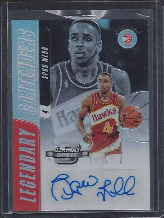 SPUD WEBB 2018-19 CONTENDERS OPTIC LEGENDARY CONTENDERS SILVER PRIZM AUTO #D /99