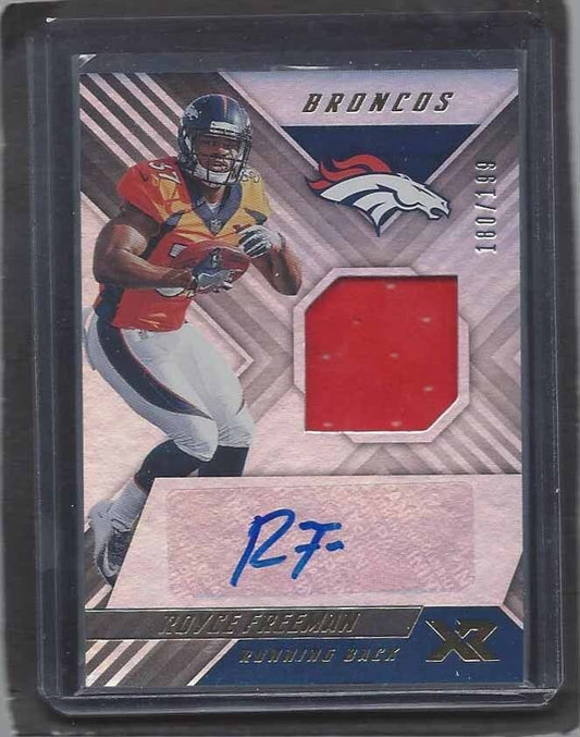ROYCE FREEMAN 2018 PANINI XR BRONCOS ROOKIE JERSEY AUTO RC #D 180/199