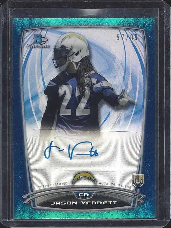 JASON VERRETT 2014 BOWMAN CHROME BUBBLES REFRACTOR ROOKIE AUTO RC #D 57/99